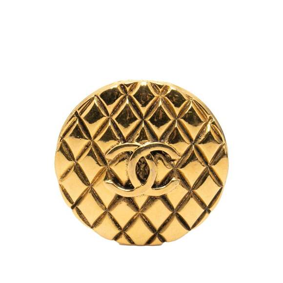CHANEL Authentic Vintage Gold Logo Brooch
